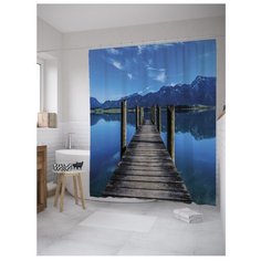 Штора для ванной JoyArty Мостик горной реки 180х200 разноцветный