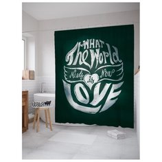 Штора для ванной JoyArty Миру нужна любовь 180x200 белый/зеленый
