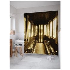 Штора для ванной JoyArty Кабинка ретро фуникулера 180х200 коричневый