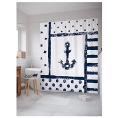 Штора для ванной JoyArty Морская композиция с якорем 180x200 (sc_15938) белый/синий