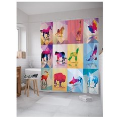 Штора для ванной JoyArty Радужные дикие существа 180x200 разноцветный