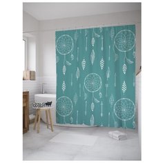 Штора для ванной JoyArty Ловец снов со стрелами 180х200 голубой/белый