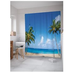 Штора для ванной JoyArty Пальмы жаждут дружбы 180x200 голубой/синий/зеленый