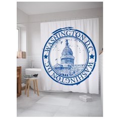 Штора для ванной JoyArty Печать Вашингтон Ди-Си 180x200 белый/синий