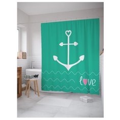 Штора для ванной JoyArty Символ морской любви 180х200 зеленый