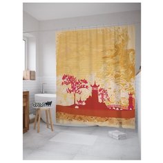 Штора для ванной JoyArty Огненное небо Китая 180x200 желтый/красный