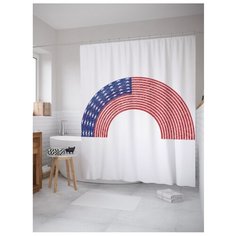 Штора для ванной JoyArty Радужный флаг США 180x200 белый/синий/красный