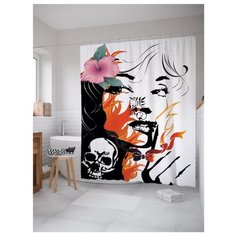 Штора для ванной JoyArty Окутывающая девушку тьма 180x200 разноцветный