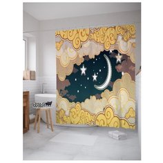 Штора для ванной JoyArty Прелестное лунное небо 180x200 желтый