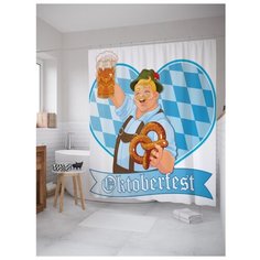 Штора для ванной JoyArty Люблю пивной Октоберфест 180х200 разноцветный