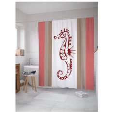 Штора для ванной JoyArty Нарисованный морской конек 180х200 разноцветный