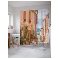Штора для ванной JoyArty Пустые мирные улицы 180x200 разноцветный