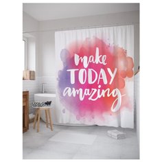 Штора для ванной JoyArty Сделай сегодня удивительным 180х200 белый/розовый/фиолетовый