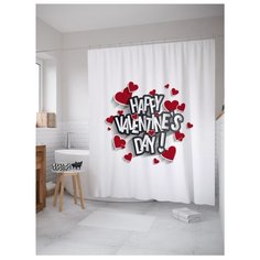 Штора для ванной JoyArty Happy Valentines day 180x200 белый