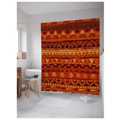 Штора для ванной JoyArty Этнические красочные узоры 180x200 оранжевый