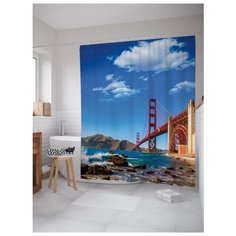Штора для ванной JoyArty Мост Голден-Гейт 180х200 голубой