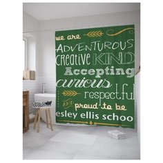 Штора для ванной JoyArty Наши позитивные черты 180х200 зеленый