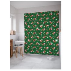 Штора для ванной JoyArty Санта клаус во сне 180х200 зеленый
