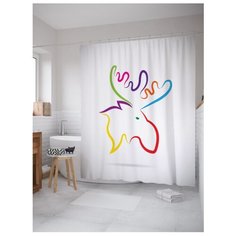 Штора для ванной JoyArty Облик красочного лося 180x200 белый