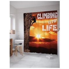 Штора для ванной JoyArty Cкалолазание это моя жизнь 180x200 оранжевый
