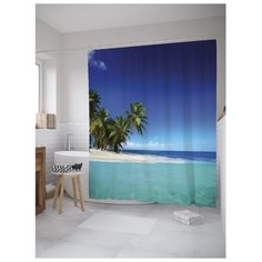 Штора для ванной JoyArty Пальмовая роща у берега 180x200 синий/голубой/зеленый