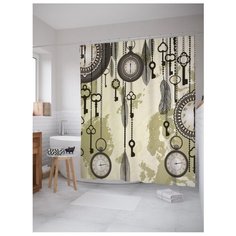 Штора для ванной JoyArty Пора ловить сны 180x200 бежевый