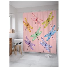 Штора для ванной JoyArty Стрекозы во всей красе 180x200 (sc_18343V1) разноцветный