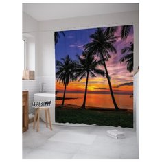 Штора для ванной JoyArty Отдых возле пальм 180х200 разноцветный