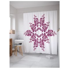 Штора для ванной JoyArty Природа бывает симметричной 180x200 белый/розовый