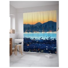 Штора для ванной JoyArty Популярные районы Сан-Диего 180x200 синий/желтый