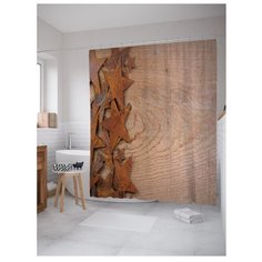 Штора для ванной JoyArty Ржавые звезды для сарая 180х200 коричневый