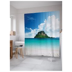 Штора для ванной JoyArty Мысли о каменном острове 180x200 белый/голубой/синий