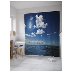 Штора для ванной JoyArty Яркое ночное небо 180x200 белый/синий