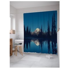 Штора для ванной JoyArty Ночное отражение горы 180х200 голубой/синий/серый