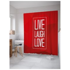 Штора для ванной JoyArty Live.Laugh.Love 180x200 красный