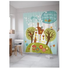 Штора для ванной JoyArty Наше любимое место 180х200 разноцветный
