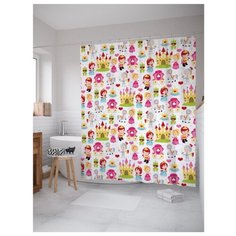 Штора для ванной JoyArty Сказочный замок принца и принцессы 180x200 разноцветный