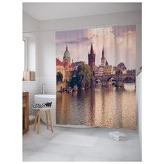 Штора для ванной JoyArty Старинный мост счастья 180x200 разноцветный