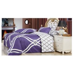 Постельное белье евростандарт Diva Afrodita DL056, сатин фиолетовый/белый