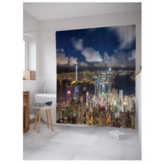 Штора для ванной JoyArty Полет по ночному городу 180х200 разноцветный
