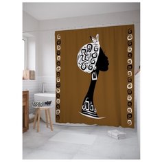 Штора для ванной JoyArty Профиль этнической девушки 180x200 коричневый
