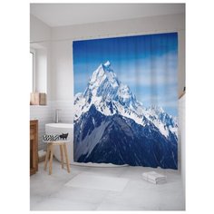 Штора для ванной JoyArty Снег с вершины горы 180х200 голубой/синий/белый