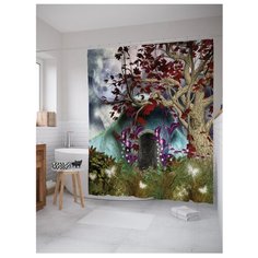 Штора для ванной JoyArty Домик лесной феи 180x200 разноцветный