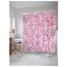 Штора для ванной JoyArty Будь моим Валентином 180x200 белый/розовый