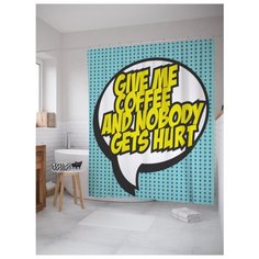 Штора для ванной JoyArty Дай мне кофе и никто не пострадает 180x200 голубой/желтый