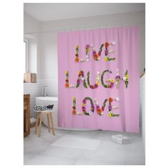 Штора для ванной JoyArty Живи.Смейся.Люби 180x200 розовый