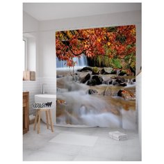 Штора для ванной JoyArty Вода питает лес 180х200 оранжевый/белый
