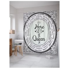 Штора для ванной JoyArty Здесь сидит королева 180x200 белый/черный