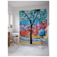 Штора для ванной JoyArty Искаженная реальность дерева 180х200 разноцветный