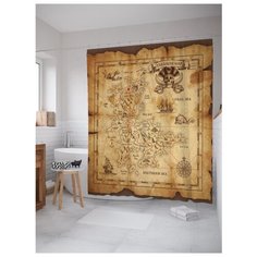 Штора для ванной JoyArty Сокровище уже рядом 180х200 бежевый/коричневый